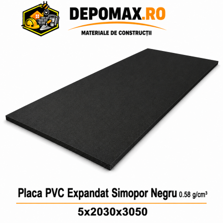 Placa rigida PVC Simopor Negru 0.58 g/cm3, 5x2030x3050 mm
